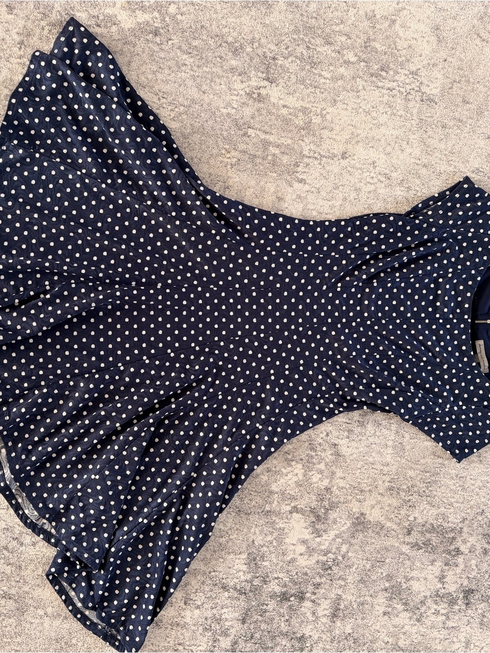 Navy Polka Dot Girls One-Piece Dress